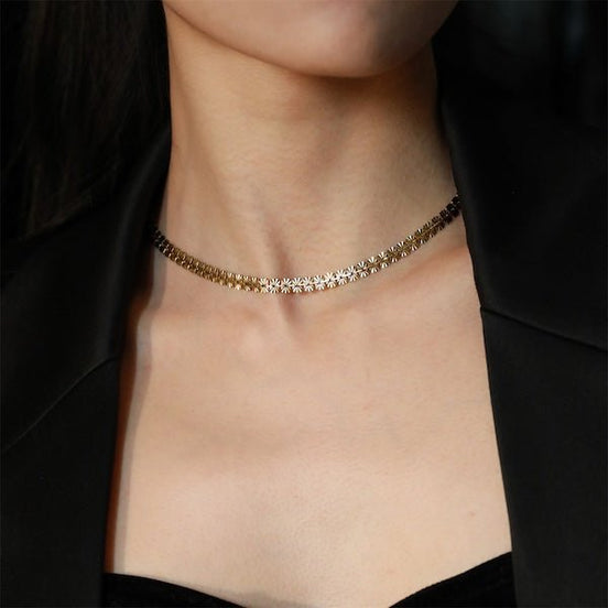 Collier flocon de neige vintage en vermeil doré et argent sterling
