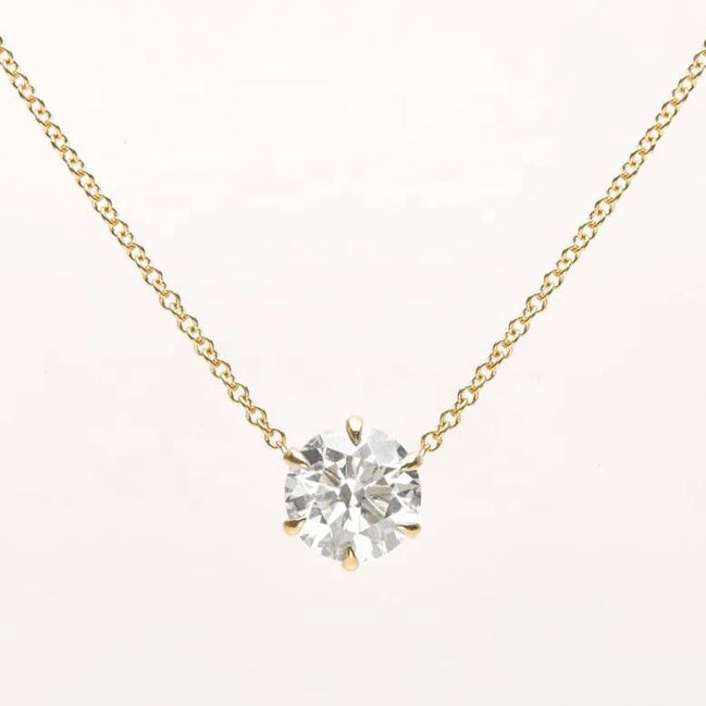 Dezente Sterling Silberkette, rhodiniert oder 18K Gelbgold vergoldet mit Solitärsteinanhänger