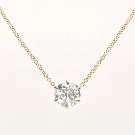Dezente Sterling Silberkette, rhodiniert oder 18K Gelbgold vergoldet mit Solitärsteinanhänger