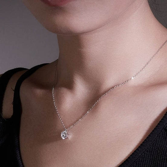 Collier en moissanite – modèle à 6 griffes en argent sterling 925