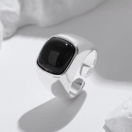 Bold band with square smoky quartz - Adjustable
