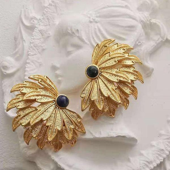 Vintage inspired peacock wing earrings