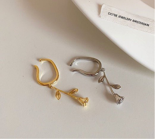 Fluid Line Rose Flower Ear Cuff One-Piece