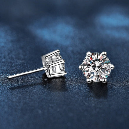 Classic 6 Claw Solitaire Earrings - Moissanite Stone