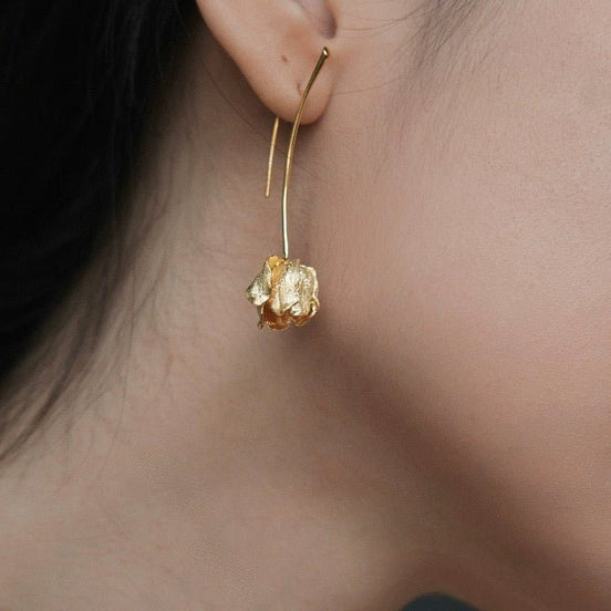 Unique tulip blossom longline earrings