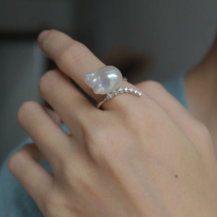 Barockperlenring mit Zirkonia