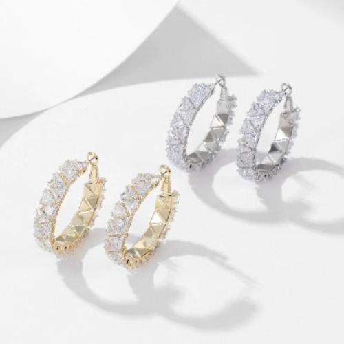 Luxurious diamond-look hoop earrings