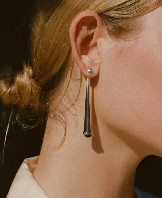 Minimalist geometric earrings with black onyx