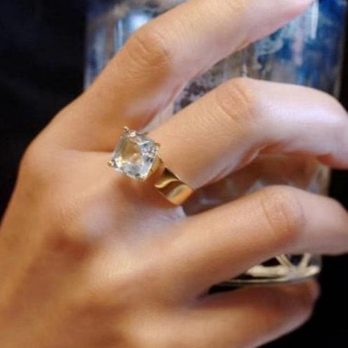 Chunky quartz crystal ring