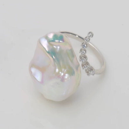 Barockperlenring mit Zirkonia