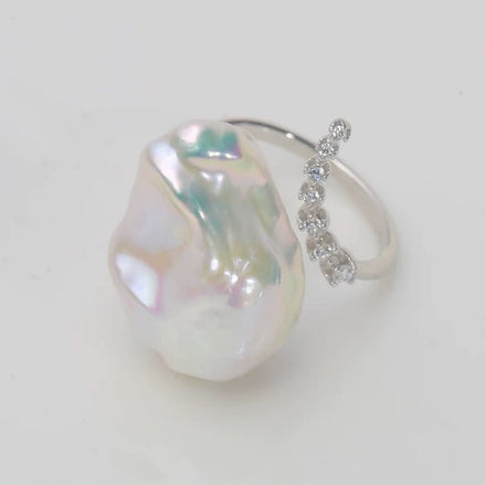 Barockperlenring mit Zirkonia