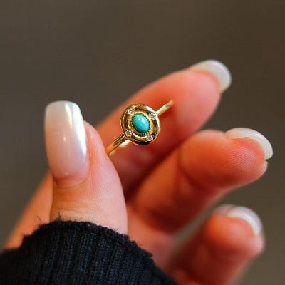 Oval turquoise ring – gold vermeil