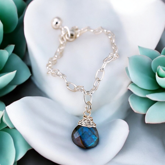 925 Silber Armband mit echtem Labradorit 