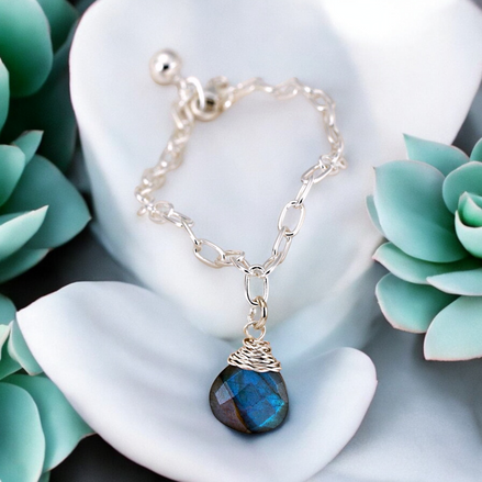 925 Silber Armband mit echtem Labradorit 