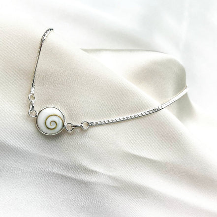 925 Sterling Silber Armband mit echtem Operculum-Muscheldeckel