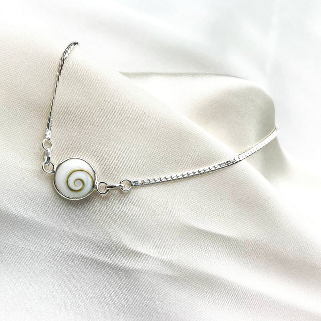 925 Sterling Silber Armband mit echtem Operculum-Muscheldeckel