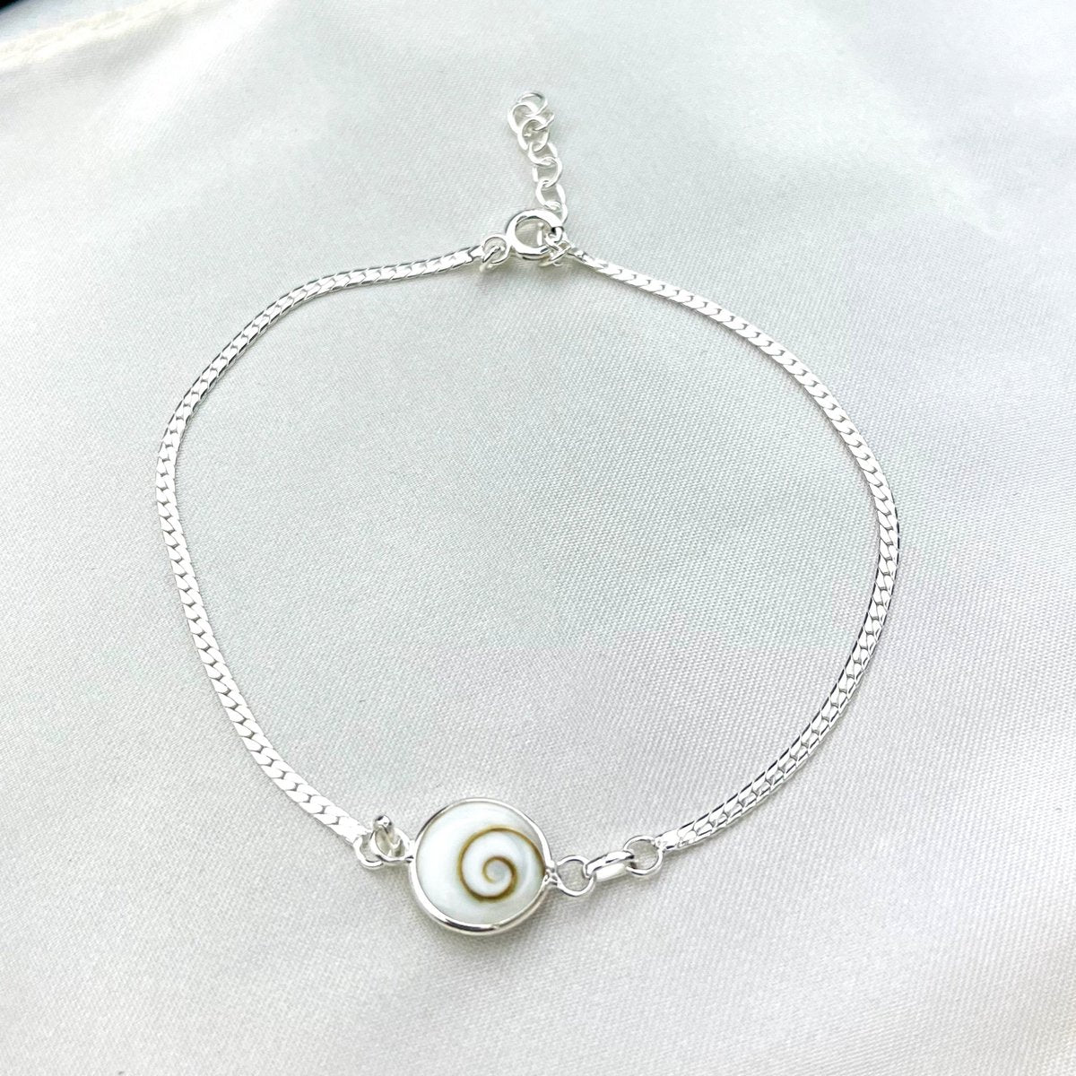 925 Sterling Silber Armband mit echtem Operculum-Muscheldeckel