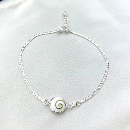 925 Sterling Silber Armband mit echtem Operculum-Muscheldeckel