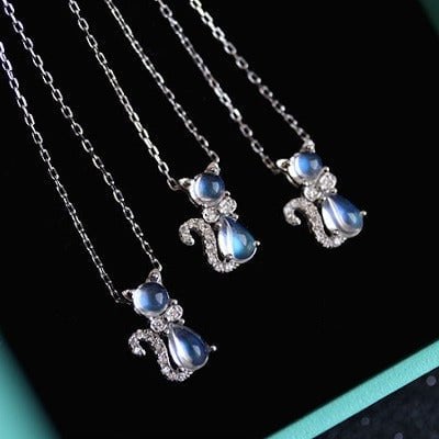 Pendentif Chat - Pierre de Lune et Zircone