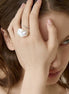 Baroque pearl ring with cubic zirconia