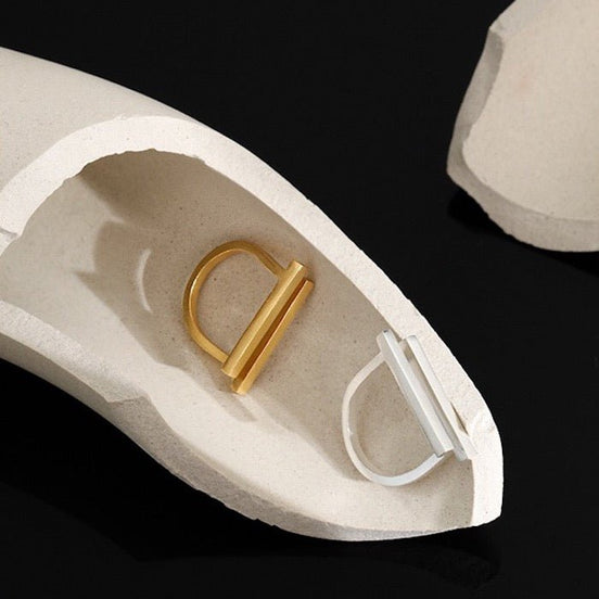 Geometric double bar ring in sterling silver and gold vermeil