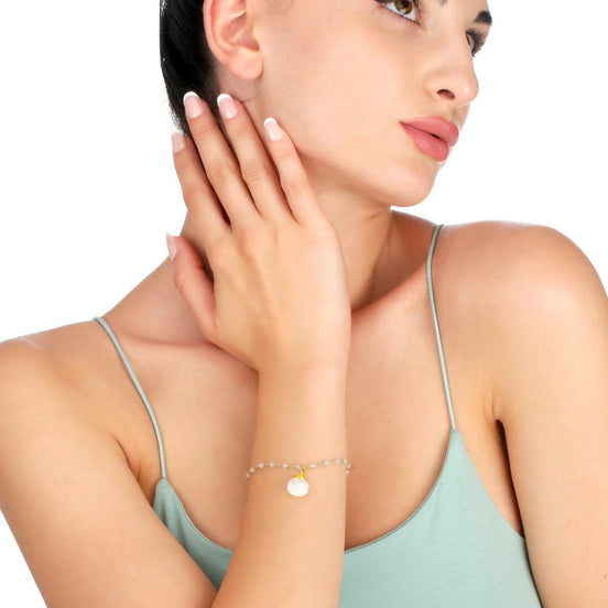 Aquamarin-Armband mit Mondsteinanhänger