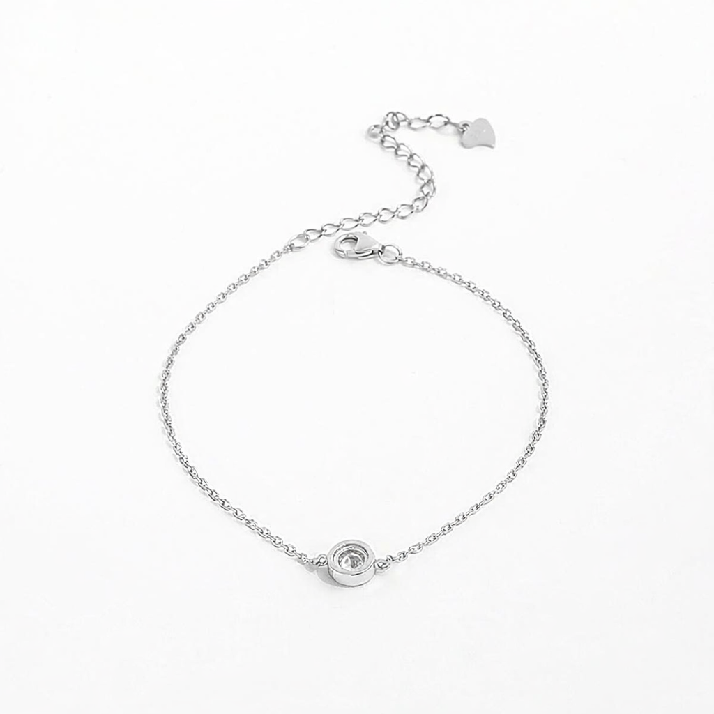Sterling Silberarmband mit dezentem Zirkonia, mittig