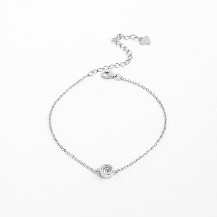 Sterling Silberarmband mit dezentem Zirkonia, mittig