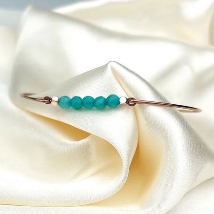 Eleganter Armreif mit echten Türkis-Rondellen, verfügbar Gold, Roségold und Silber