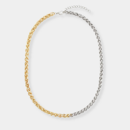 Edelstahlhalskette im Bi-Color und Rope Design, in Gold und Silber