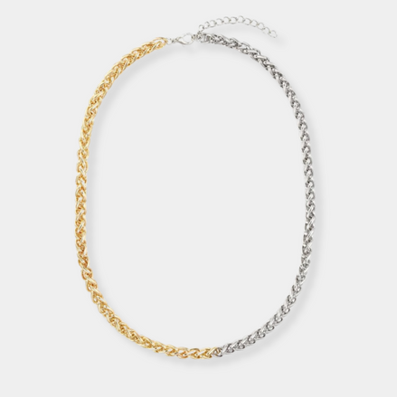 Edelstahlhalskette im Bi-Color und Rope Design, in Gold und Silber