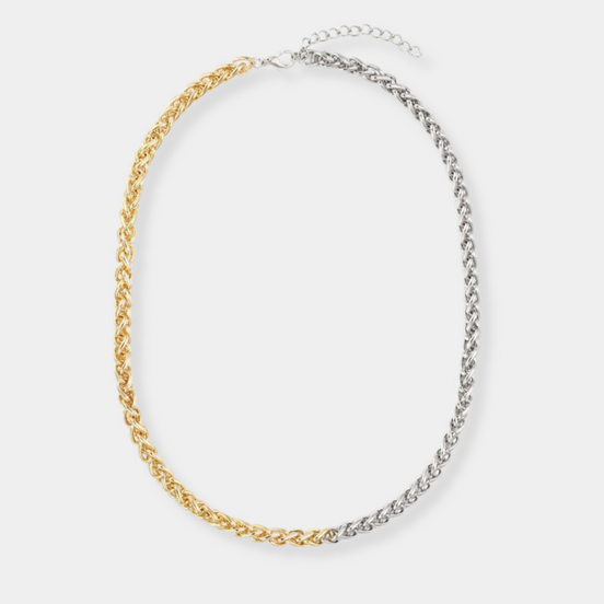 Edelstahlhalskette im Bi-Color und Rope Design, in Gold und Silber