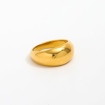 vergoldeter Edelstahlring, im Chunkymuster, glatt