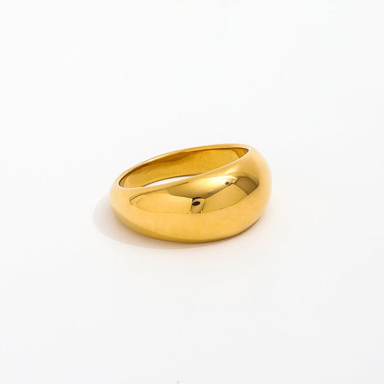 vergoldeter Edelstahlring, im Chunkymuster, glatt