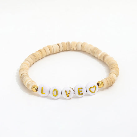 Beigefarbenes Perlenarmband Coco Bahia mit Buchstabenperlen LOVE