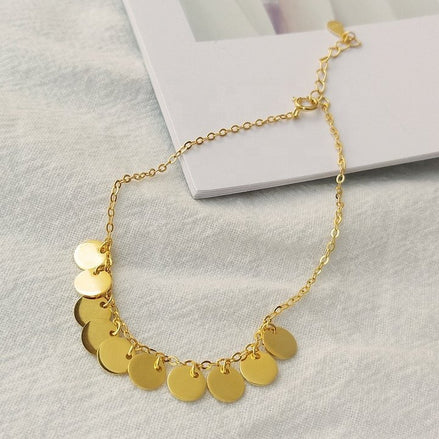 Sterling Silberarmband mit 10 Discs