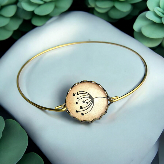 Eleganter Armreif mit Pusteblumen-Glascabochon