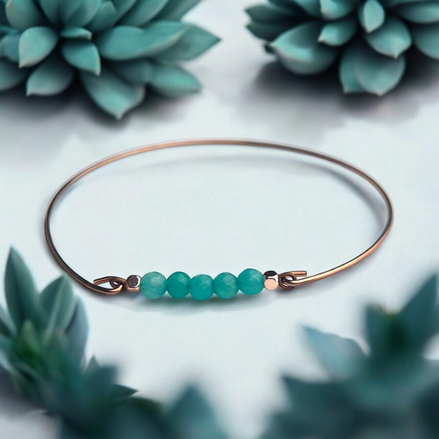 Eleganter Armreif mit echten Türkis-Rondellen, verfügbar Gold, Roségold und Silber