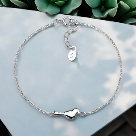 Elegantes 925 Silber Armband mit filigranem Vogelmotiv