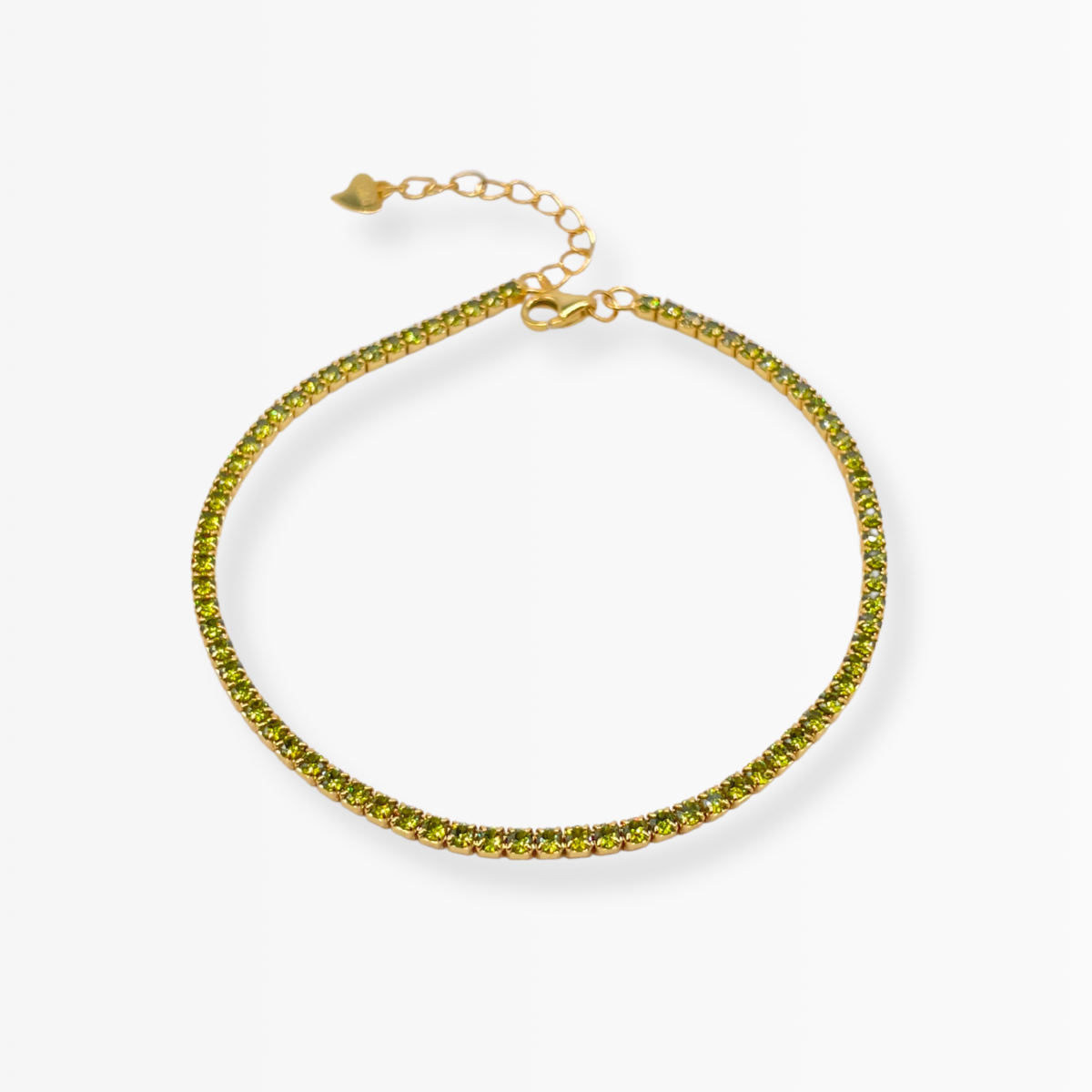 Tennisarmband mit khakifarbenden Zirkonen