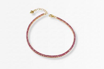 Tennisarmband mit pinken Zirkonen