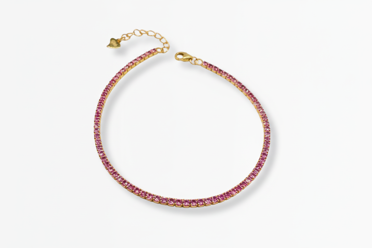 Tennisarmband mit pinken Zirkonen