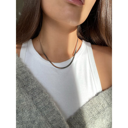 Edelstahlhalskette, 18K vergoldet im Fischgrettendesign