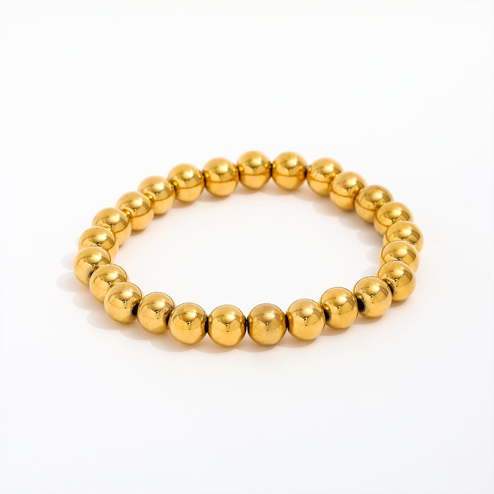 breites elastisches Armband mit gefüllten Edelstahl Kugeln