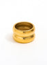 vergoldeter Edelstahl Ring, der aus zwei dicken und breiten Ringen besteht, die miteinander verbunden sind