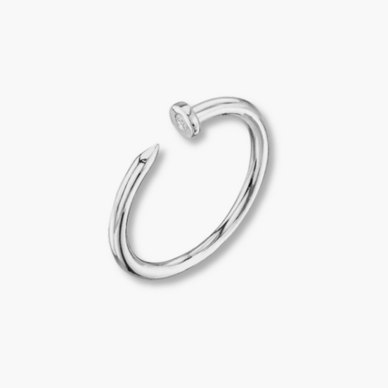 Sterling Silber Ring, im Nageldesign, einem Zirkonia Stein, versilbert
