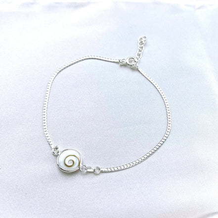 925 Sterling Silber Armband mit echtem Operculum-Muscheldeckel