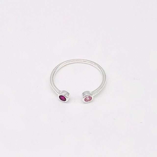 Sterling Silber Ring, verstellbar mit Zwei Zirkoniensteinen