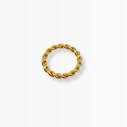 vergoldeter Edelstahlring, klassischer Ring in gedrehtem Design