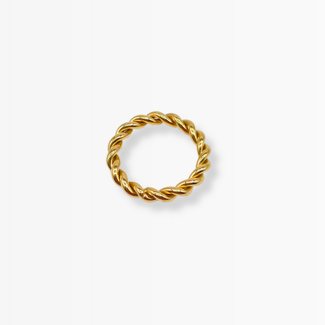 vergoldeter Edelstahlring, klassischer Ring in gedrehtem Design